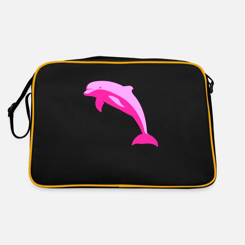 Pink dolphin - Retro Tasche - Schwarz/Gold
