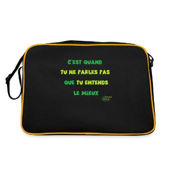 65 - Se taire et écouter - Sac Retro - noir/or - Dos