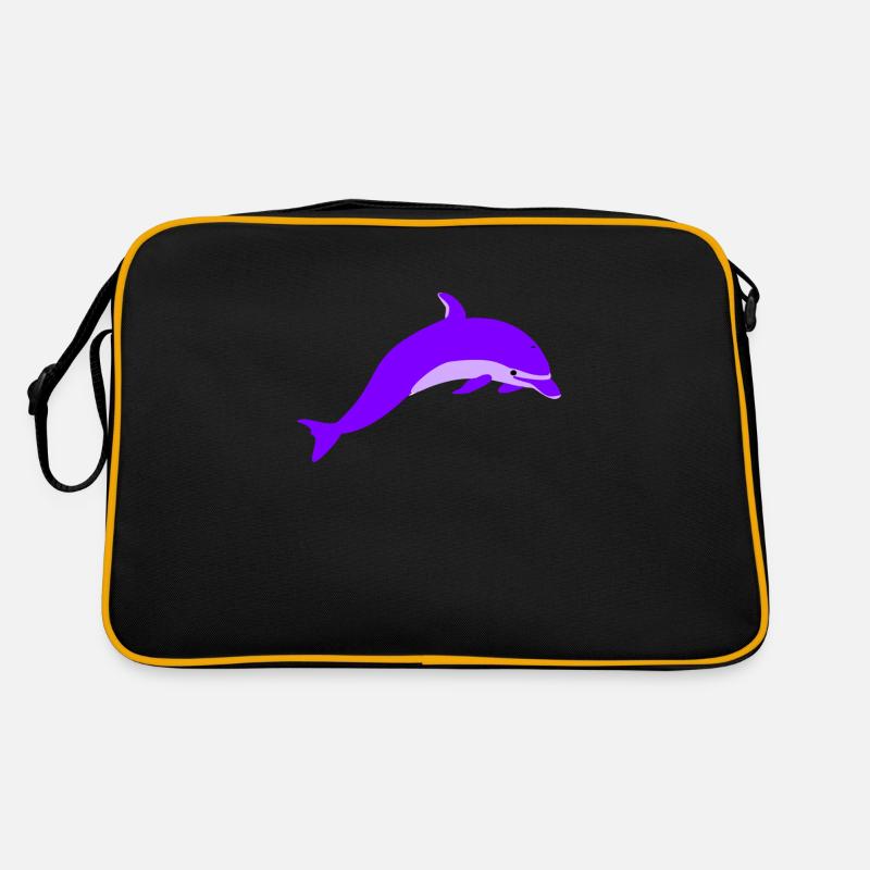 Lila delfin - Retro Tasche - Schwarz/Gold