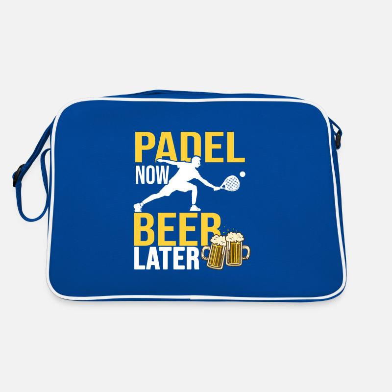 Padel jetzt Padel nach Padel und Bier Retro Tasche