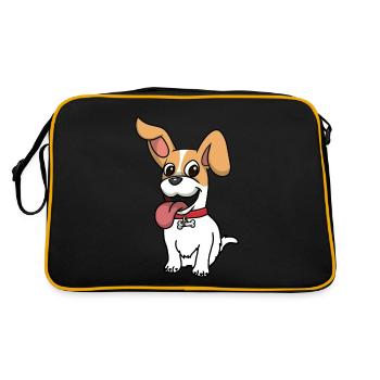 Drôle de chien chien chiens animaux de compagnie enfants heureux - Sac Retro - noir/or - Dos
