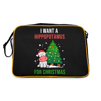 Hippopotamus for Christmas Hippo Lover Poison - Retro Bag - black/gold - Back