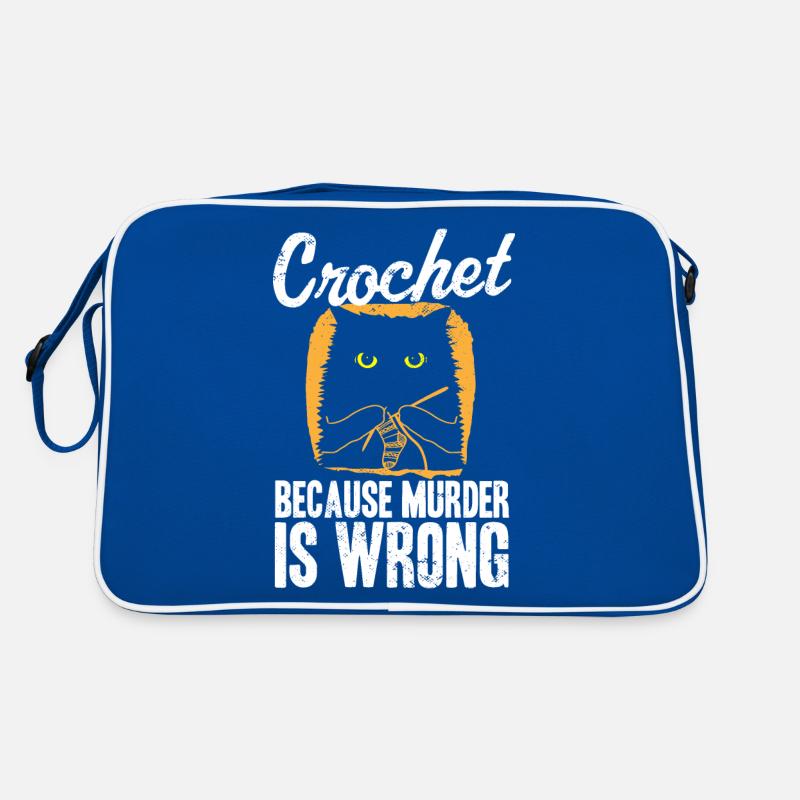 Crochet Because Murder Is Wrong Black Cat Yarn Retro Bag