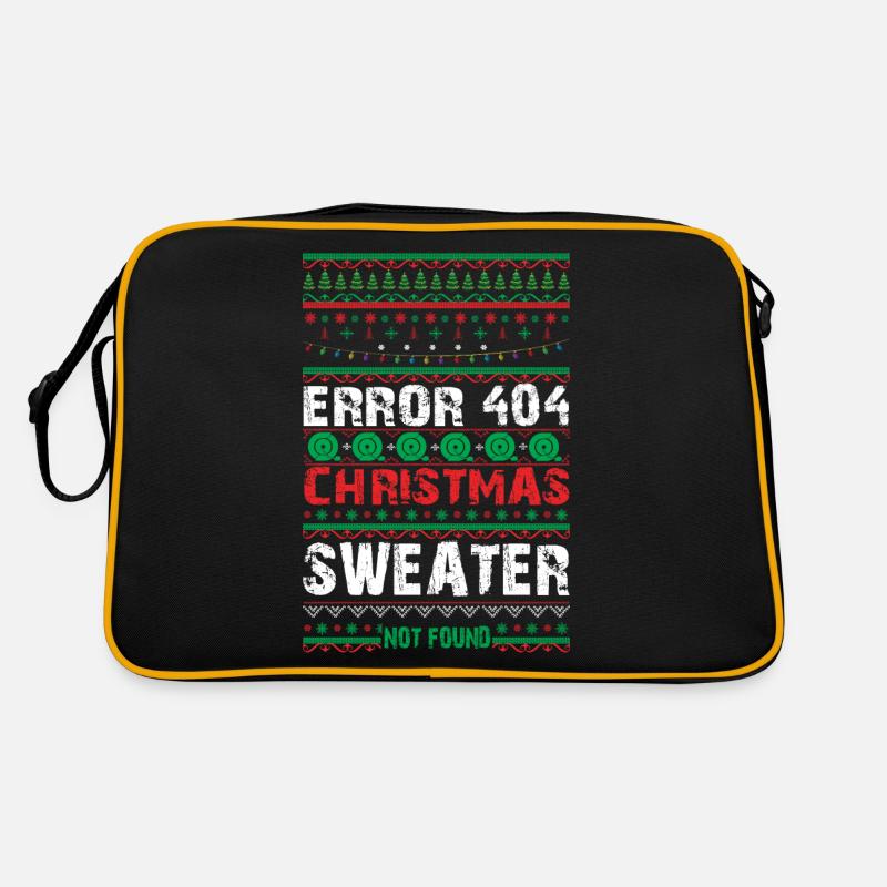 Error 404 Christmas Sweater Not Found Computer - Retro Tasche - Schwarz/Gold