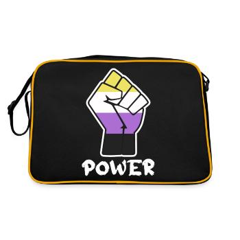Power Nonbinary Pride Fist Design for Equality - Retro Bag - black/gold - Back