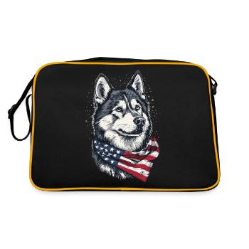 Alaskan Malamute - Retro Tasche - Schwarz/Gold - Hinten