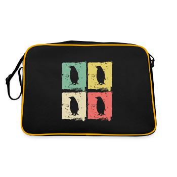 Pinguin Pinguine Tier Eis Kinder Retro Geschenk - Retro Tasche - Schwarz/Gold - Hinten