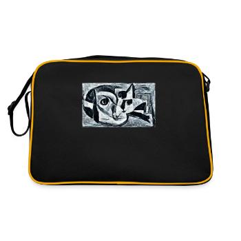 Cat Strong in Black and White - Kunst Fine Art - Retro Bag - black/gold - Back