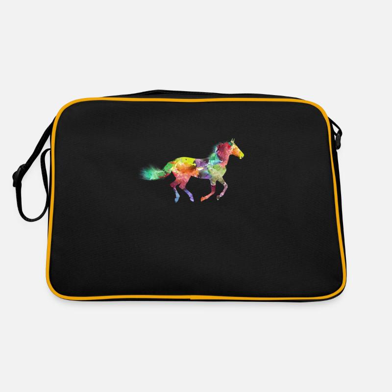 Regenbogen Pferd Design als Geschenkidee Retro Tasche