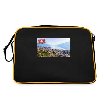Vevey, Schweiz. - Retro Tasche - Schwarz/Gold - Hinten