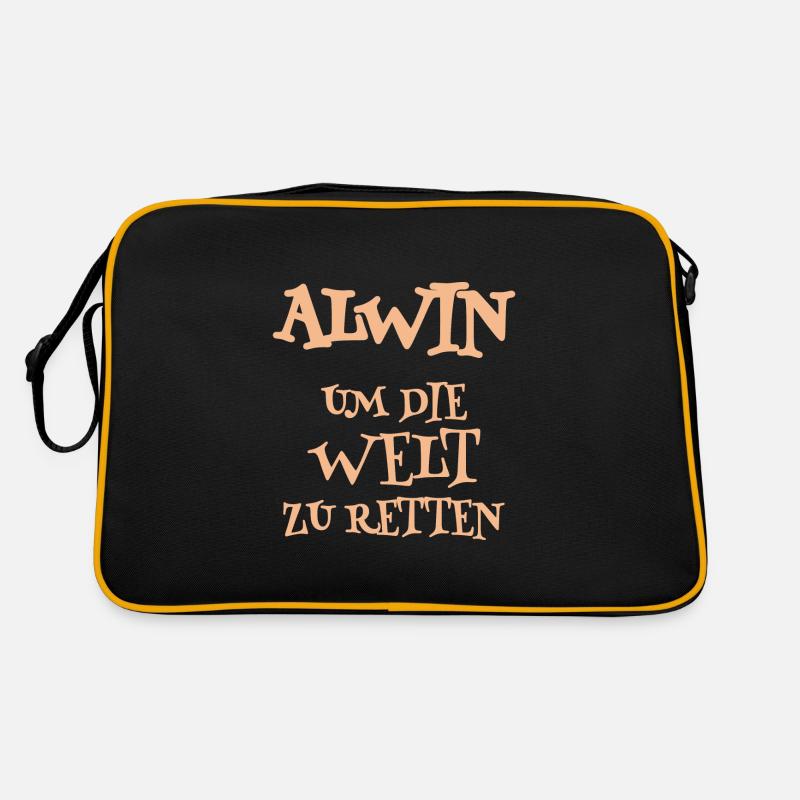 Alwin als Helfer - Retro Tasche - Schwarz/Gold