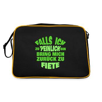 Fiete als Jungesellenabschied - Retro Tasche - Schwarz/Gold - Hinten
