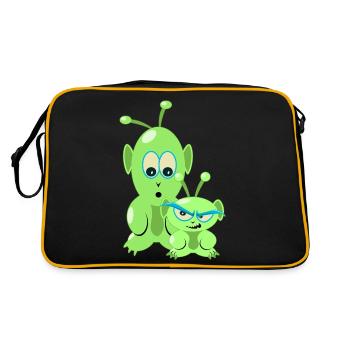 Deux petits aliens drôles - des martiens cool - Sac Retro - noir/or - Dos