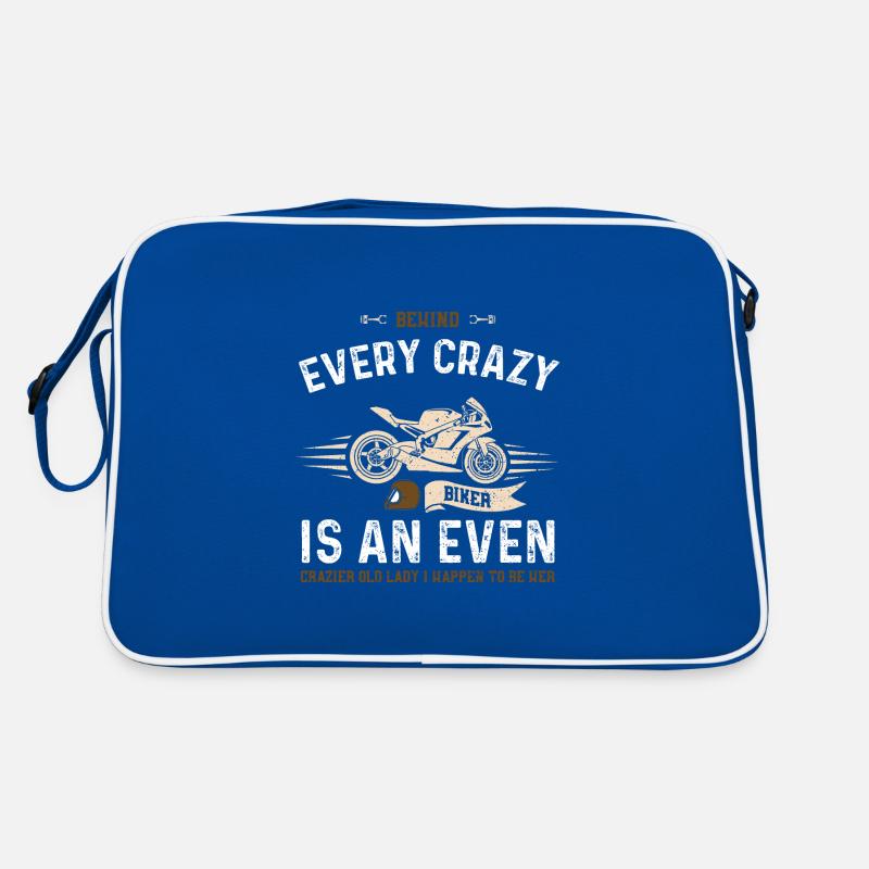 Behind Every Crazy Biker Is An E... Retro Tasche