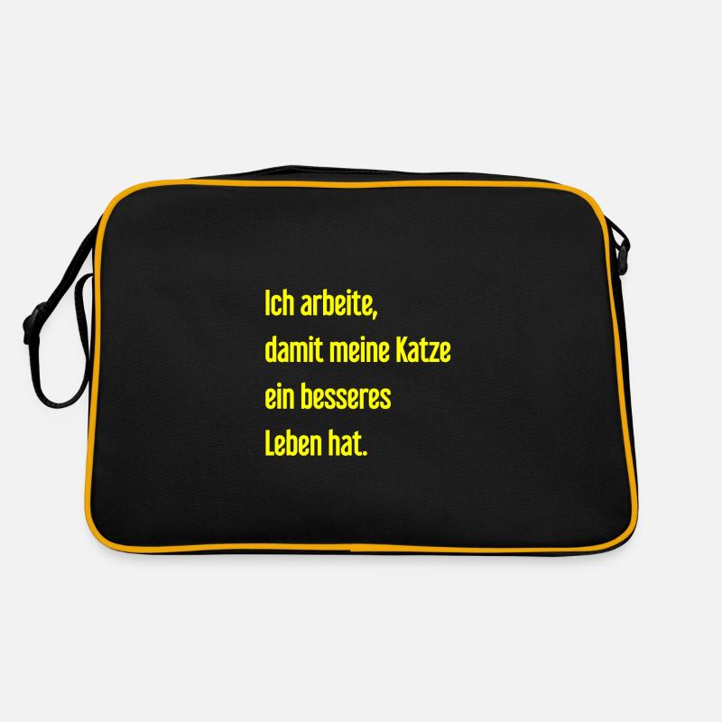 Für ein besseres Katzenleben arbeite ich! - Retro Tasche - Schwarz/Gold