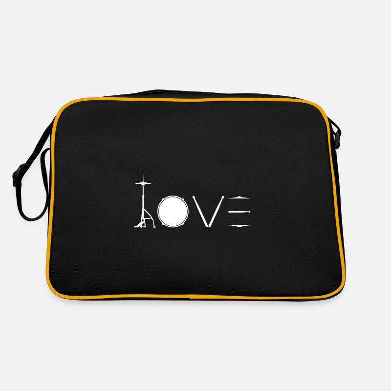 Schlagzeug Heartbeat Funny Drummer - Retro Tasche - Schwarz/Gold