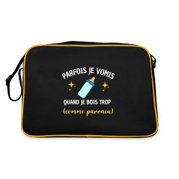 Parfois je vomis comme parrain bébé biberon humour - Sac Retro - noir/or - Dos