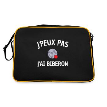 Je peux pas j'ai biberon boule de pétanque humour - Sac Retro - noir/or - Dos