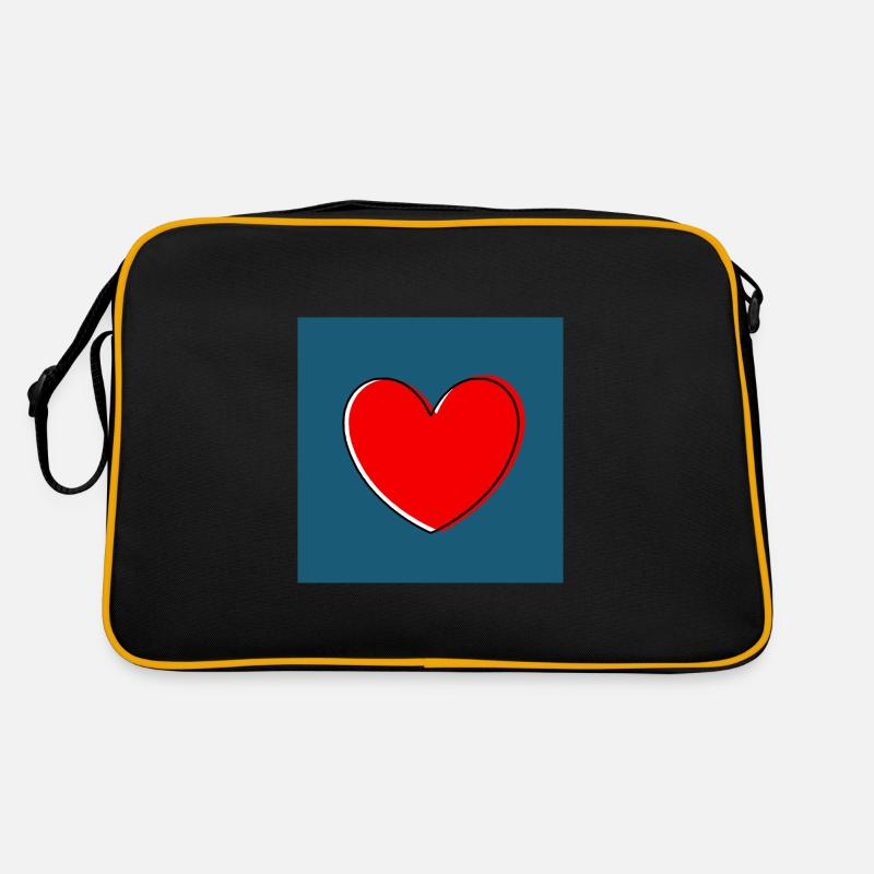 Herz rot Geschenk Valentinstag - Retro Tasche - Schwarz/Gold