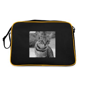Portrait de fond de chat blanc-noir - Sac Retro - noir/or - Dos