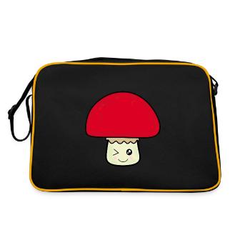 Champignon kawaii mignon rouge avec visage - Sac Retro - noir/or - Dos