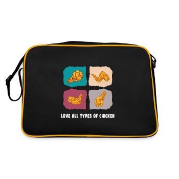 hühner "types pf chicken" chickenwings - Retro Tasche - Schwarz/Gold - Hinten