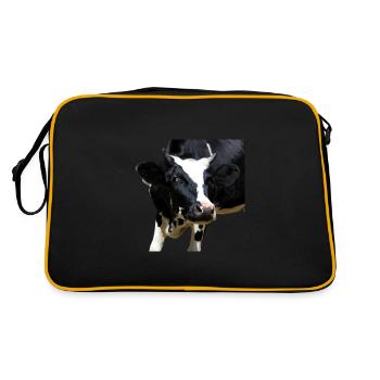 funny cow cow head gift farmers farmers - Retro Bag - black/gold - Back