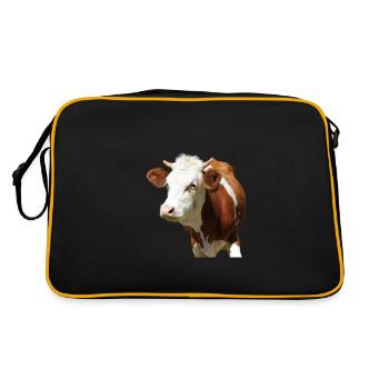 funny cow cow head - Retro Bag - black/gold - Back