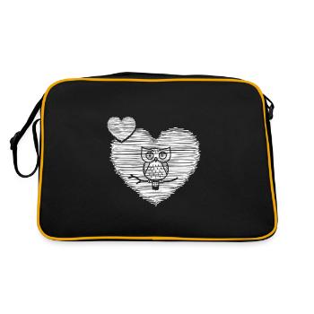 Eule "alte Eule mit Herz" Eulensammlung Eulen - Retro Tasche - Schwarz/Gold - Hinten