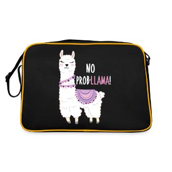 Kein ProbLlama Lama Funny Animal Cartoon - Retro Tasche - Schwarz/Gold - Hinten