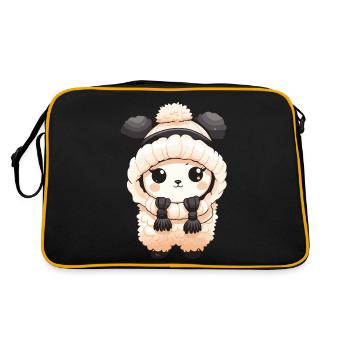 Alpaka Winter Lama Comic - Retro Tasche - Schwarz/Gold - Hinten