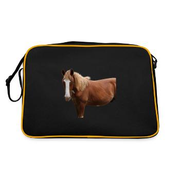 Pferde T-shirt Geschenk Reiter  - Retro Tasche - Schwarz/Gold - Hinten