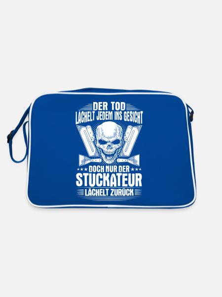 Stuckateur Gipser Stukkateur Verputzer Geschenk - Retro Tasche - Blau/Weiß - Hinten
