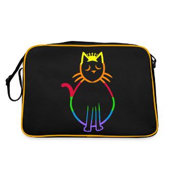 80er 90er Retro Vintage Katze Katzen Kätzchen - Retro Tasche - Schwarz/Gold - Hinten