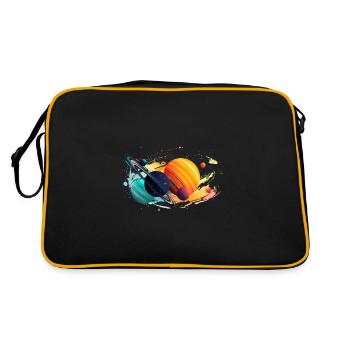 Surrealist planets with Saturn - Retro Bag - black/gold - Back
