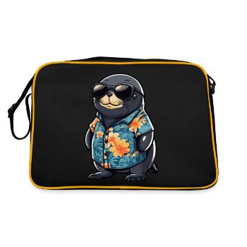phoque animal drôle d’été - Sac Retro - noir/or - Dos