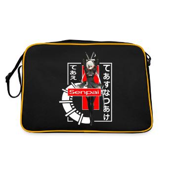 manga samurai anime gamer girl japan senpai egirl - Retro Bag - black/gold - Back
