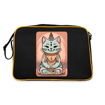 Cute cat in Buddha yoga position - Retro Bag - black/gold - Back