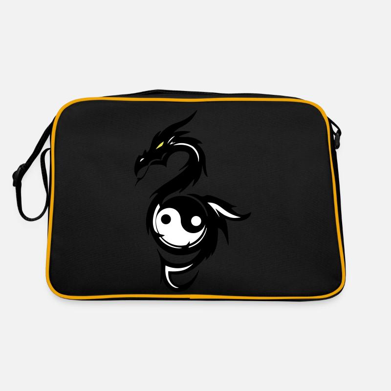 Dragon Ying & Yang - Retro Tasche - Schwarz/Gold