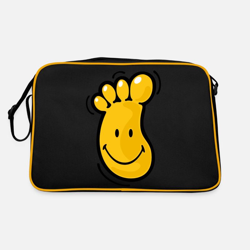 Smiley Foot - Retro Tasche - Schwarz/Gold