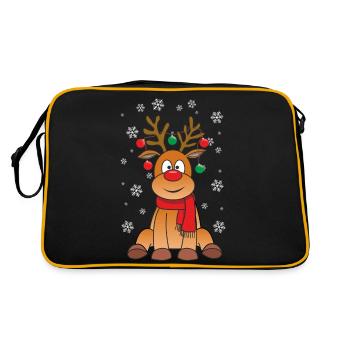 Sitting Christmas reindeer - Retro Bag - black/gold - Back