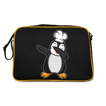 dab dabbing penguin cook winter banquet funny - Retro Bag - black/gold - Back
