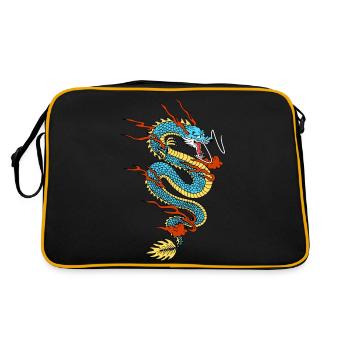 Chinesischer Drache - Retro Tasche - Schwarz/Gold - Hinten