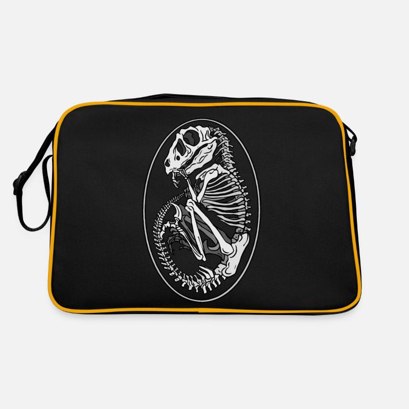 Dino Ei Skelett - Retro Tasche - Schwarz/Gold