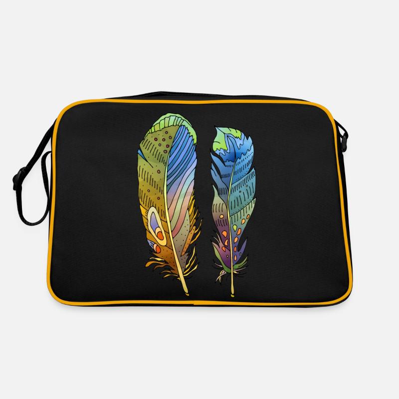 Feder - Retro Tasche - Schwarz/Gold
