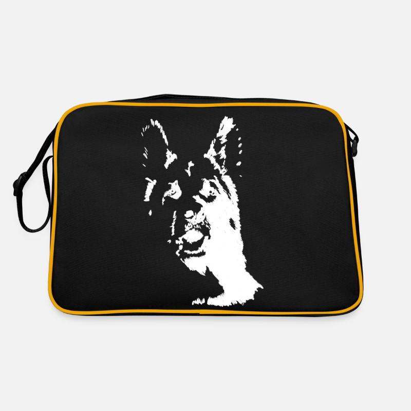 Deutscher Schäferhund Frontalansicht Retro Tasche