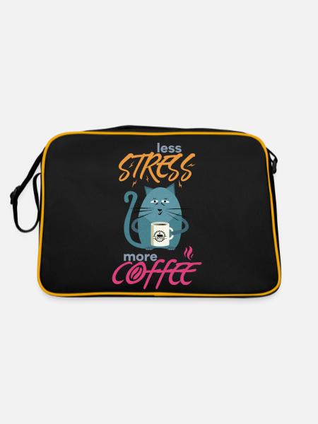 Less Stress More Coffee - Chats Drôles et Café - Sac Retro - noir/or - Dos