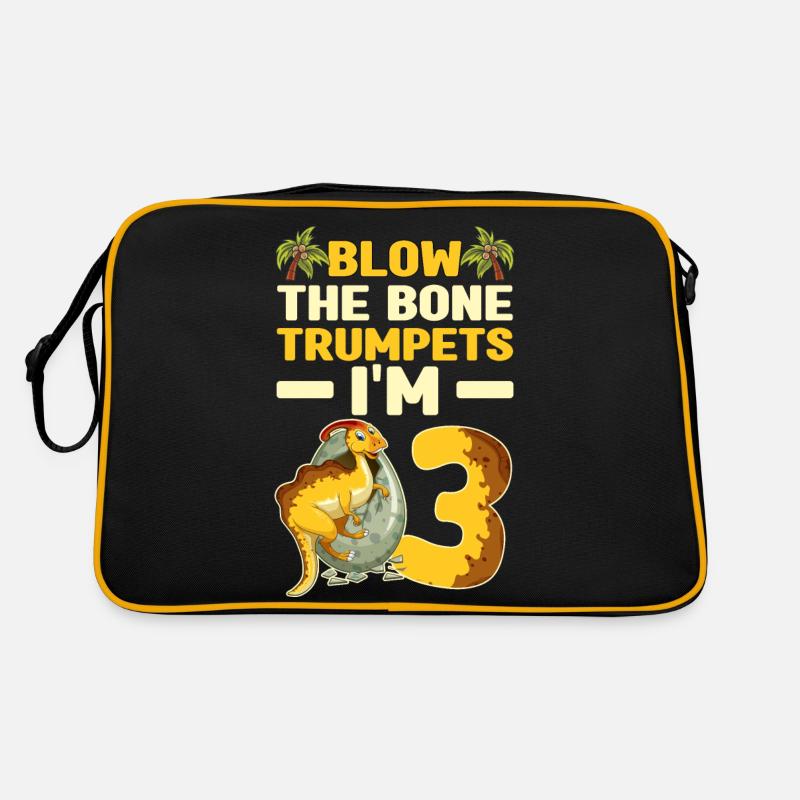 Dinosaurier Geburtstagsgeschenke Kinder | Dinos - Retro Tasche - Schwarz/Gold