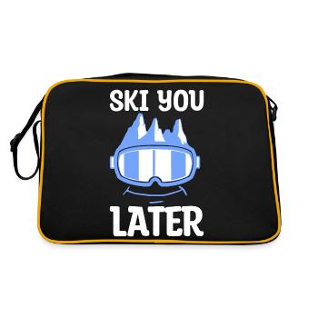 Ski Snowboard Snowboarder Spruch Geschenk - Retro Tasche - Schwarz/Gold - Hinten