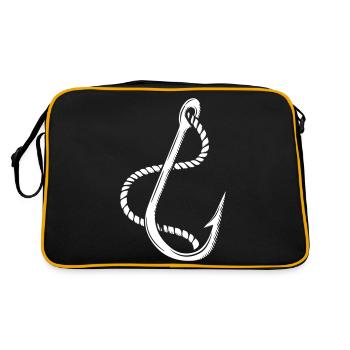 Fish Hook - Fisherman Style - Angler Gift - Retro Bag - black/gold - Back